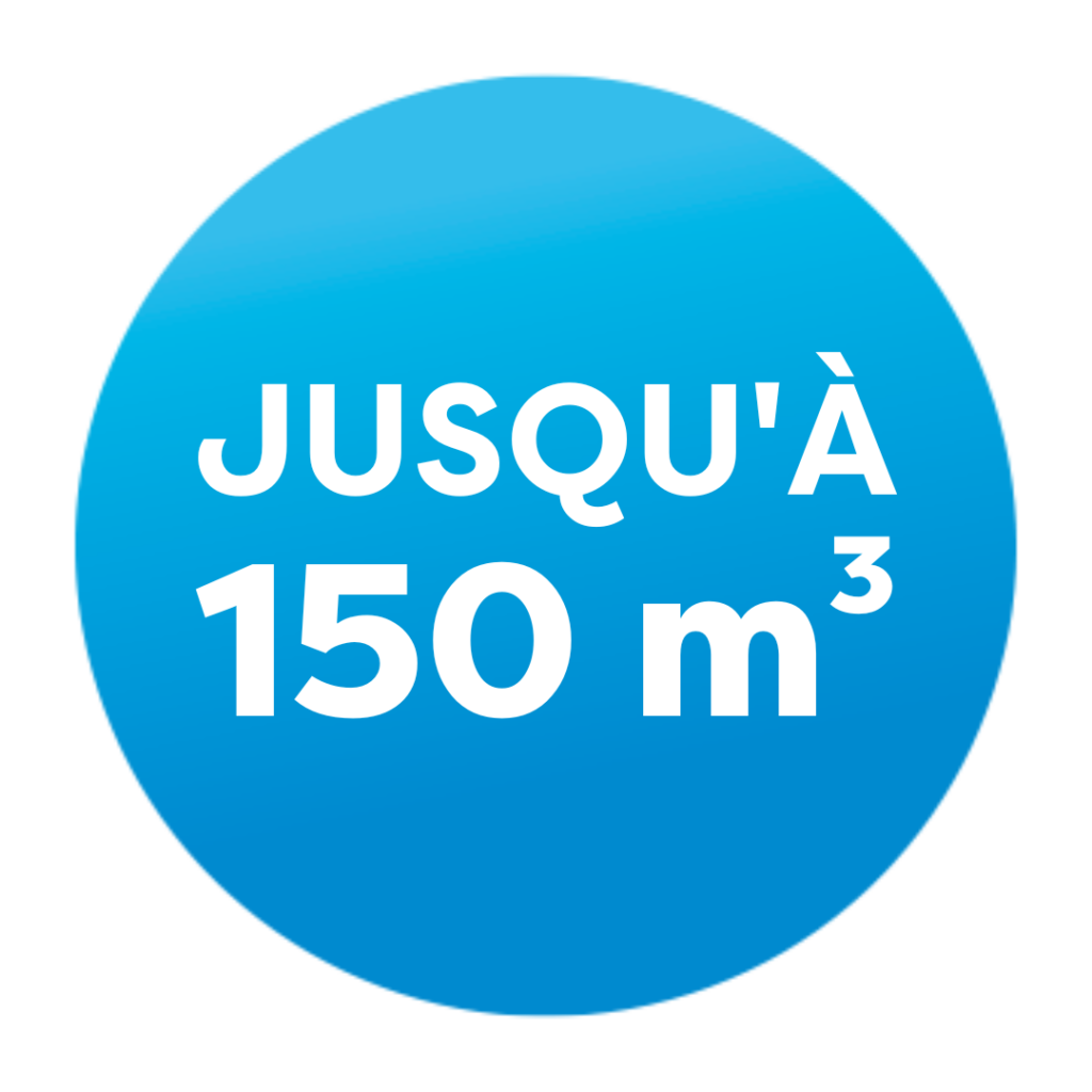 jusqu'à 150 mètres cube